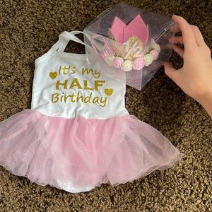 Half birthday dress and crown